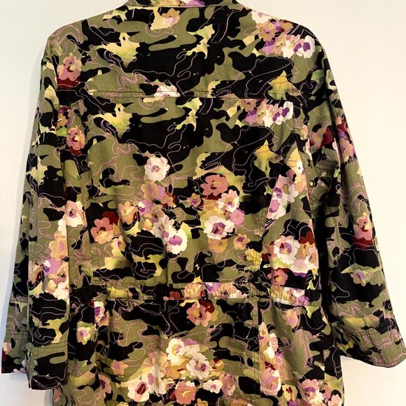Erin London Jacket women's Size Medium Zip Up Floral Camouflage - Picture 6 of 11